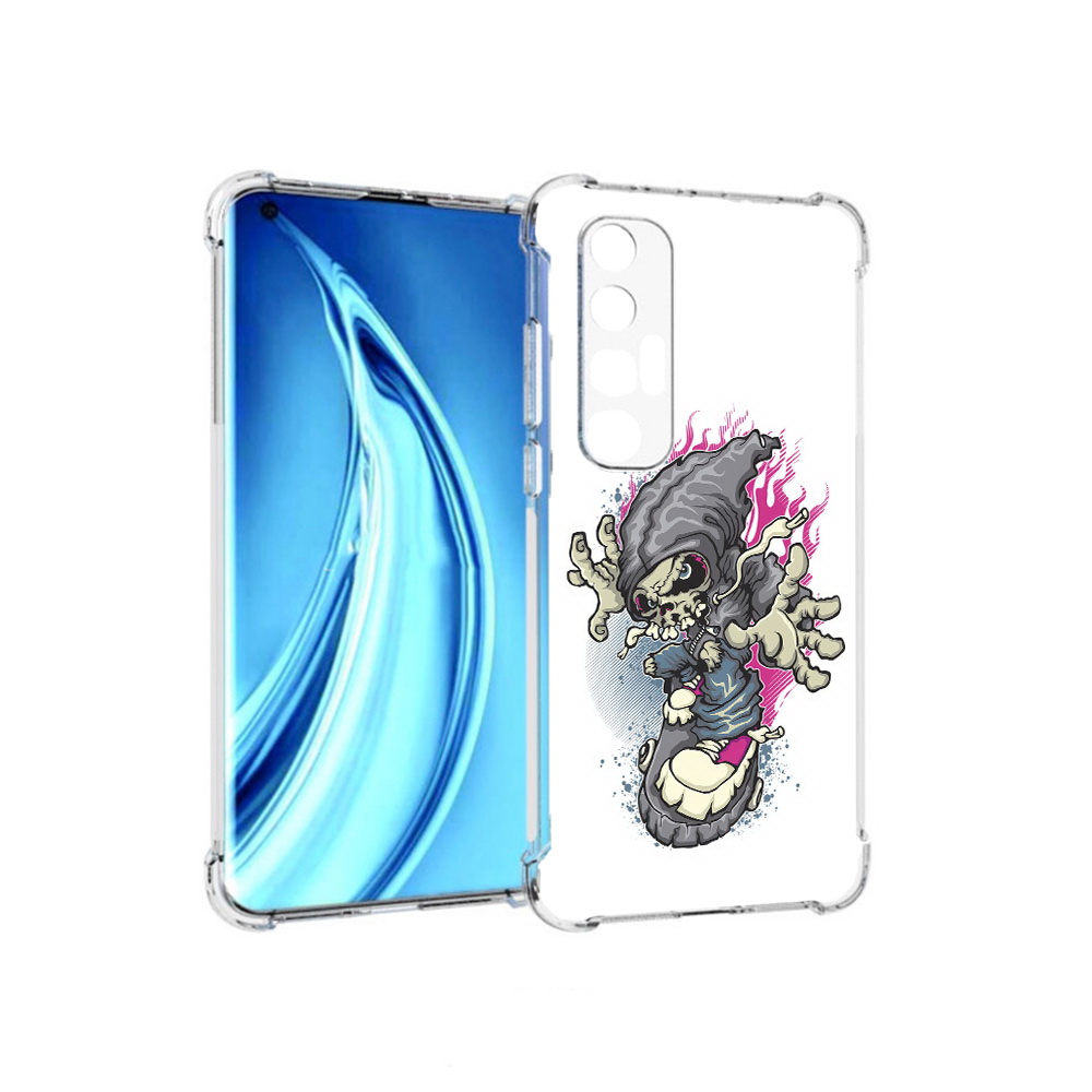 

Чехол MyPads Tocco для Xiaomi Mi 10S нарисованный скелет на скейт борде (PT226949.296.512), Прозрачный, Tocco