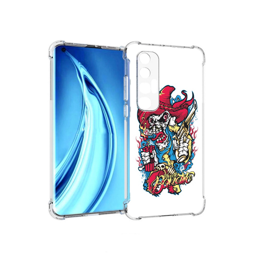 

Чехол MyPads Tocco для Xiaomi Mi 10S нарисованный скелет с писталетом (PT226949.296.513), Прозрачный, Tocco