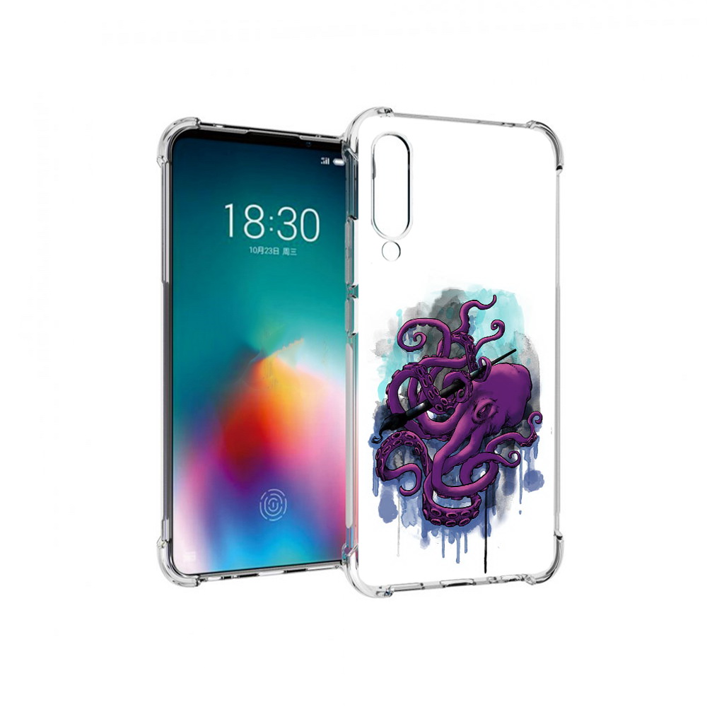 

Чехол MyPads Tocco для Meizu 16T фиолетовый осьминог (PT144619.90.658), Прозрачный, Tocco