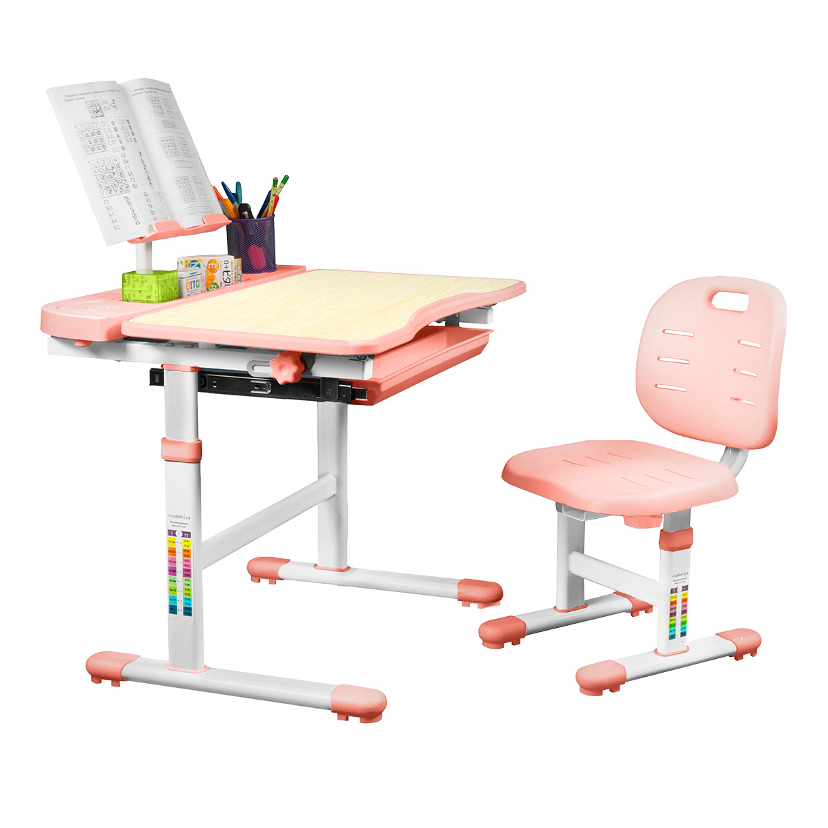 Комплект парта и стул Anatomica Ara Ara_MaplePink