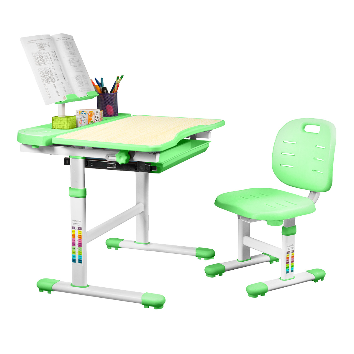 Комплект парта и стул Anatomica Ara MapleGreen