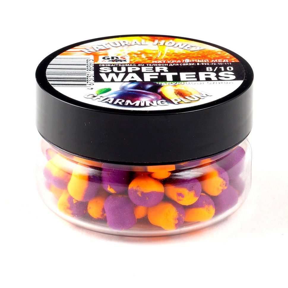 

Вафтерсы GBS BaITS Super Wafters 8x10 мм 66 гр Натуральный мёд и Чарующая Слива, Super Wafters 8x10 мм