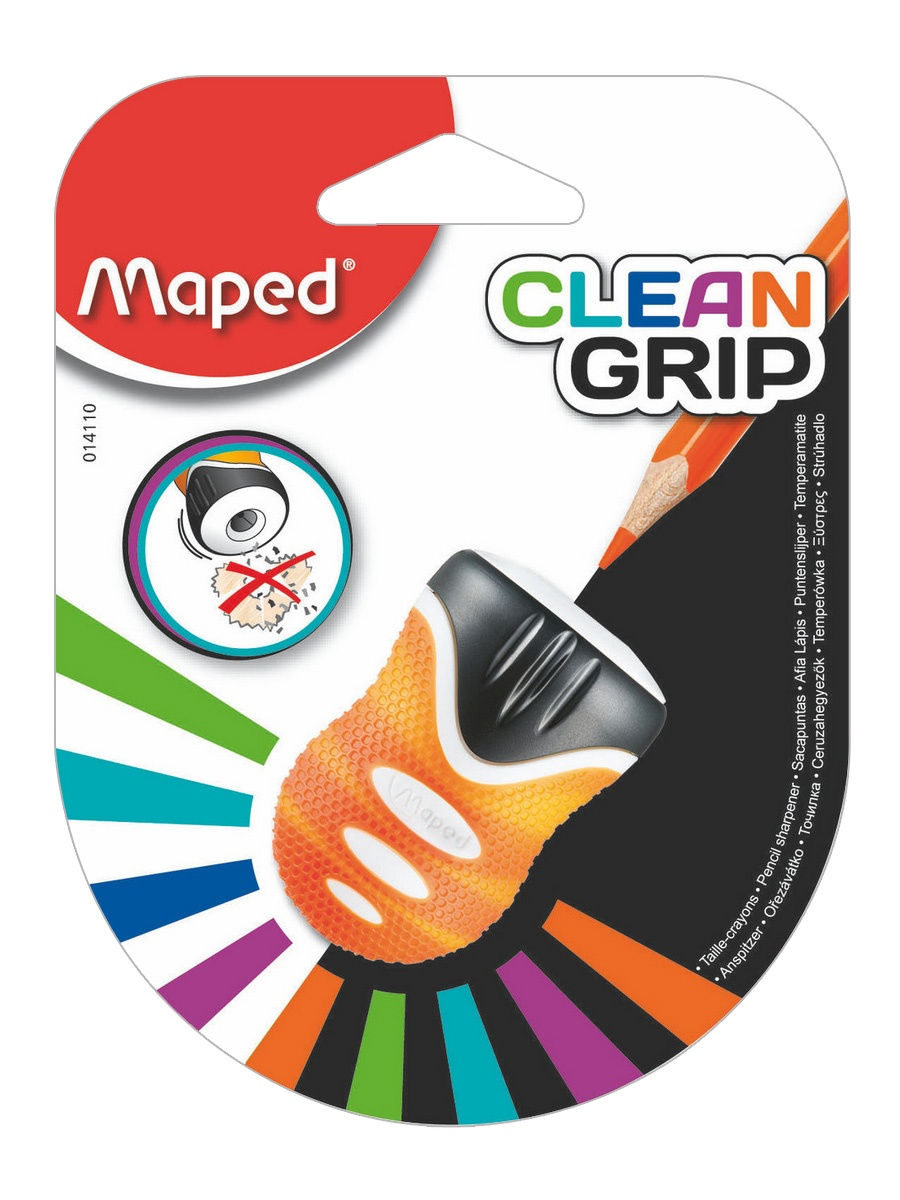 фото Точилка для карандашей с контейнером maped clean grip, оранжевая