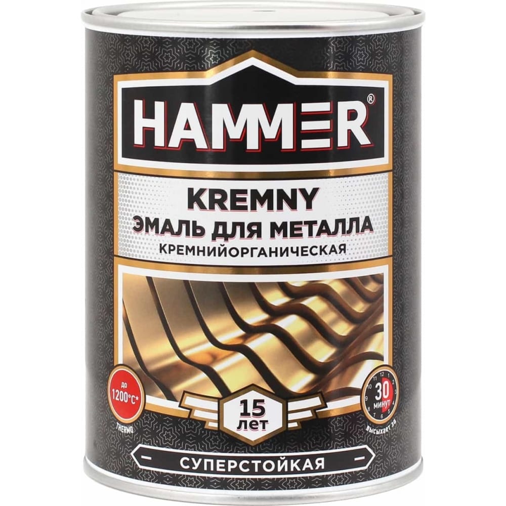 фото Эмаль по металлу hammer ко kremny ral 9006 серебристый 700с 0.8 кг эк000138081 nobrand