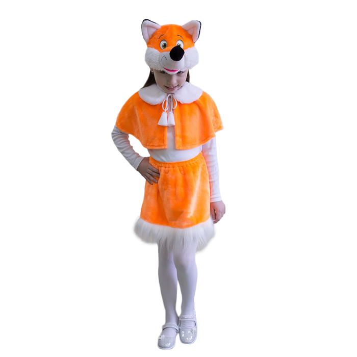 Карнавальный костюм Лисичка, пелерина, юбка, маска-шапочка, р. 30-32, рост 122 см маска японская лисичка кицунэ 24х15 пластик