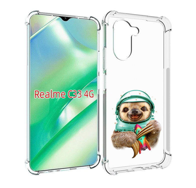 

Чехол MyPads Ленивец астронавт для Realme C33 4G, Прозрачный, Tocco