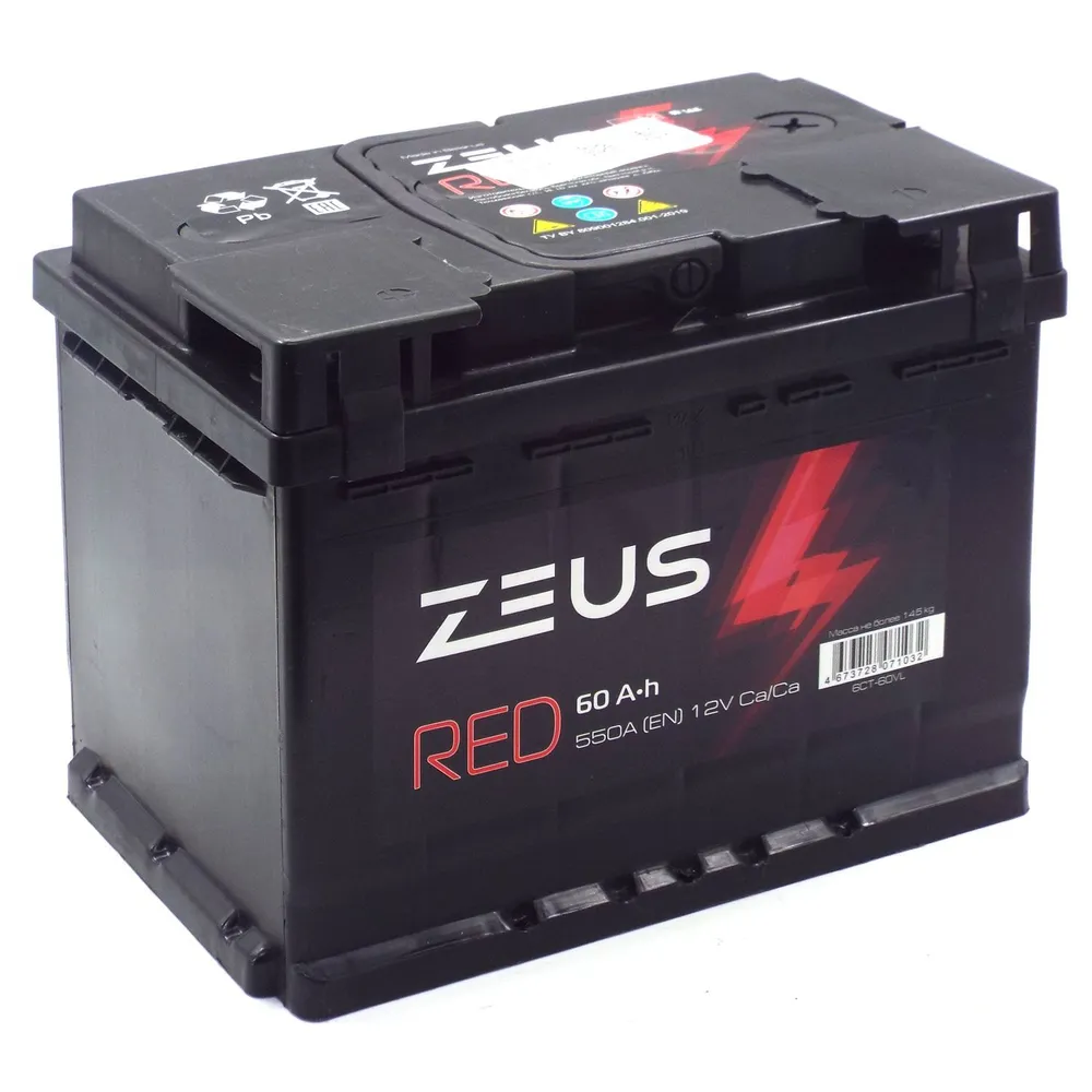 Аккумулятор автомобильный ZEUS RED 60 А*ч 242/175/190 п.п. Прямая полярность