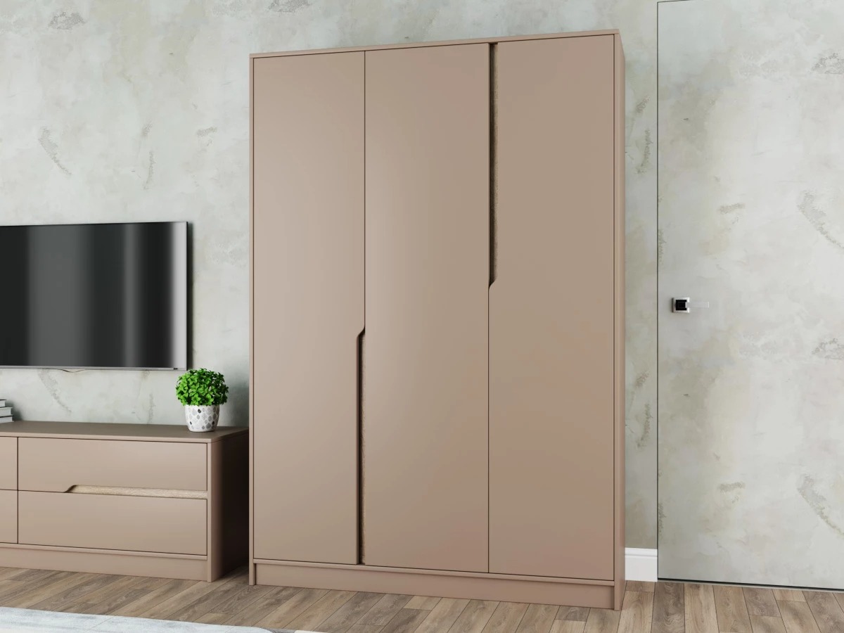 

Шкаф распашной Бонди-3 Велюр для одежды трёхдверный 180x220x50 Мегамебель, Бежевый, Бонди-3