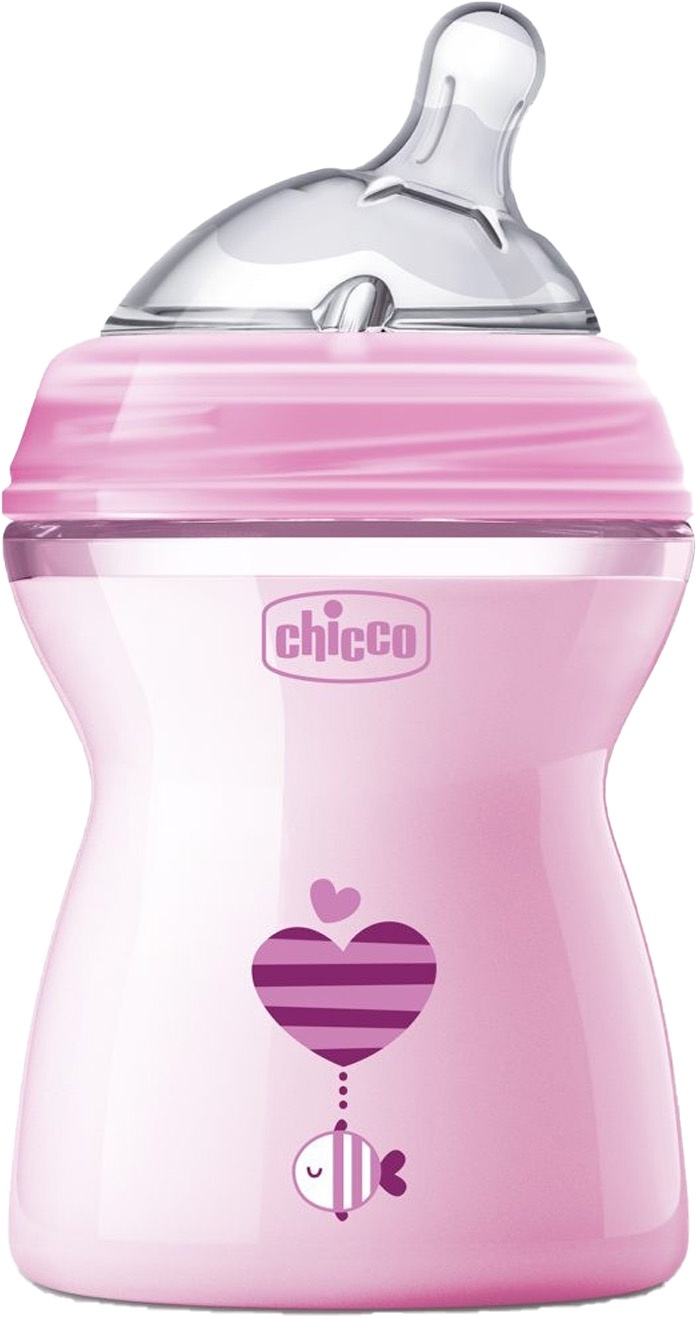 фото Детская бутылочка chicco natural feeling с 2 мес 250 мл розовая