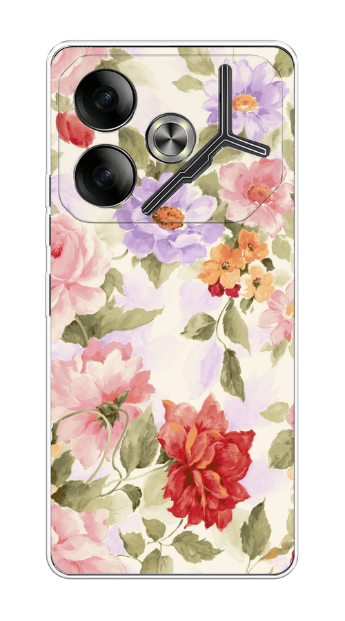 

Чехол на Tecno Pova 6 "Акварельные пионы", Розовый;бежевый, 305350-1