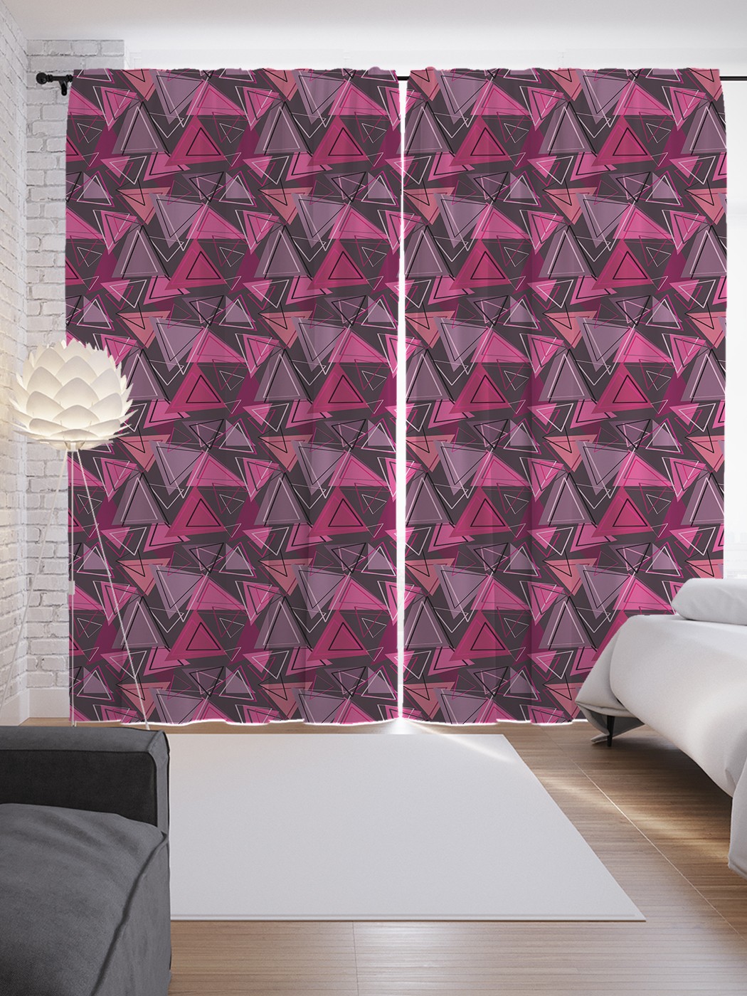 

Шторы JoyArty с фотопечатью "Геометрия треугольников" из сатена, 290х265 см, Геометрия треугольников