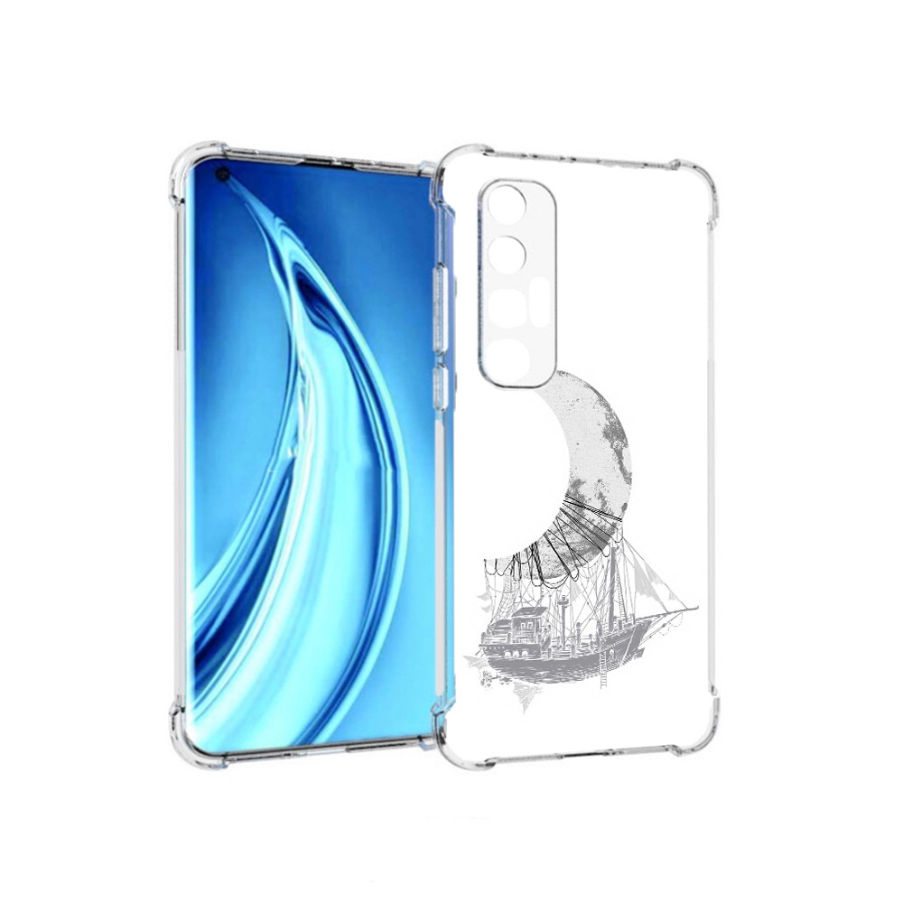 

Чехол MyPads Tocco для Xiaomi Mi 10S черно белый корабль полумесяц (PT226949.296.684), Прозрачный, Tocco