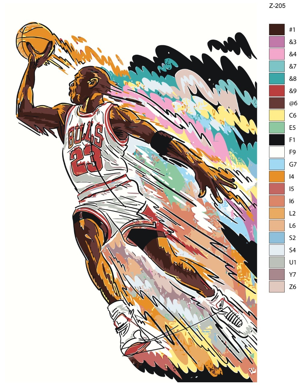 

Картина по номерам BRUSHES-PAINTS Z-205, Баскетболист Майкл Джордан (Chicago Bulls) бросок мяча