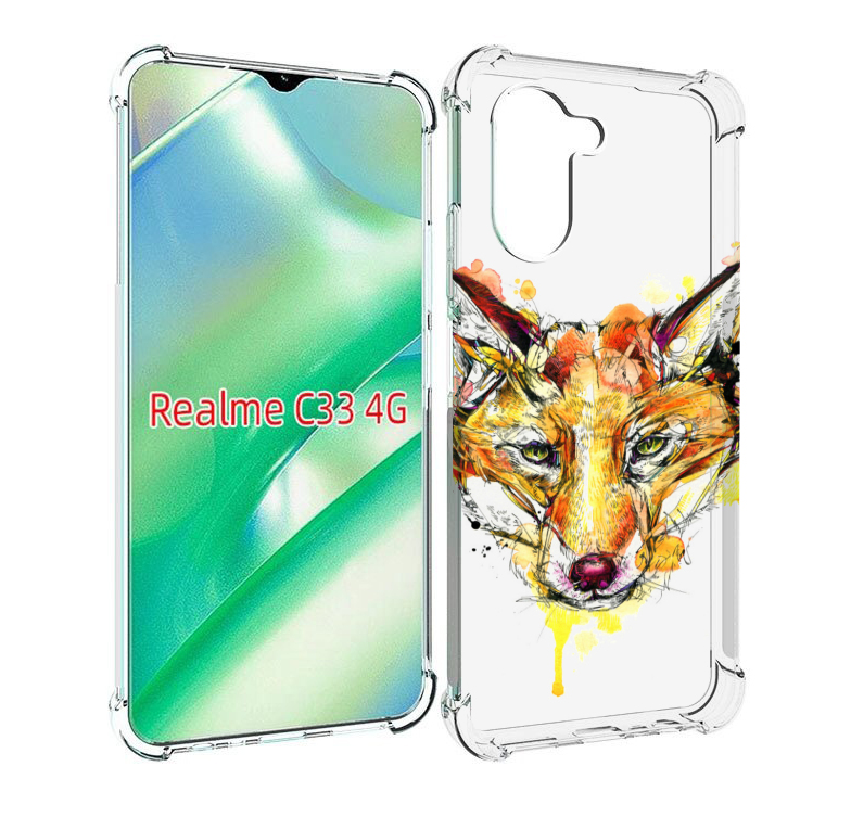 

Чехол MyPads Акварельная лиса для Realme C33 4G, Прозрачный, Tocco