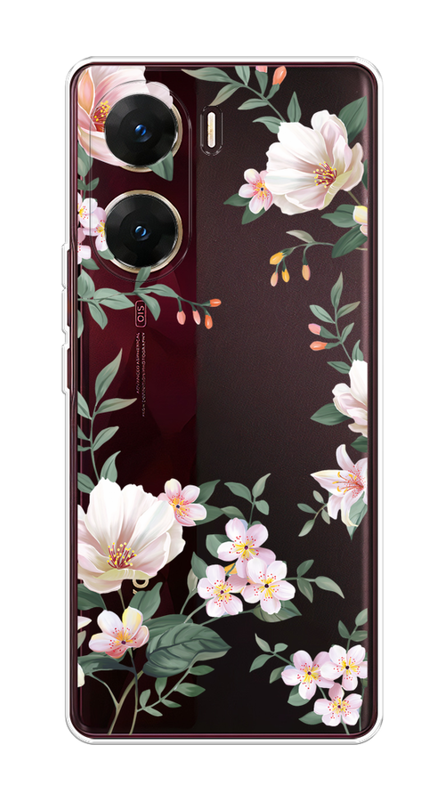 

Чехол на Vivo V29e "Beautiful white flowers", Бежевый;зеленый, 269450-1