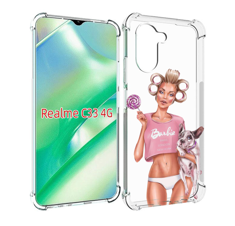 

Чехол MyPads Барби-с-собачкой женский для Realme C33 4G, Прозрачный, Tocco
