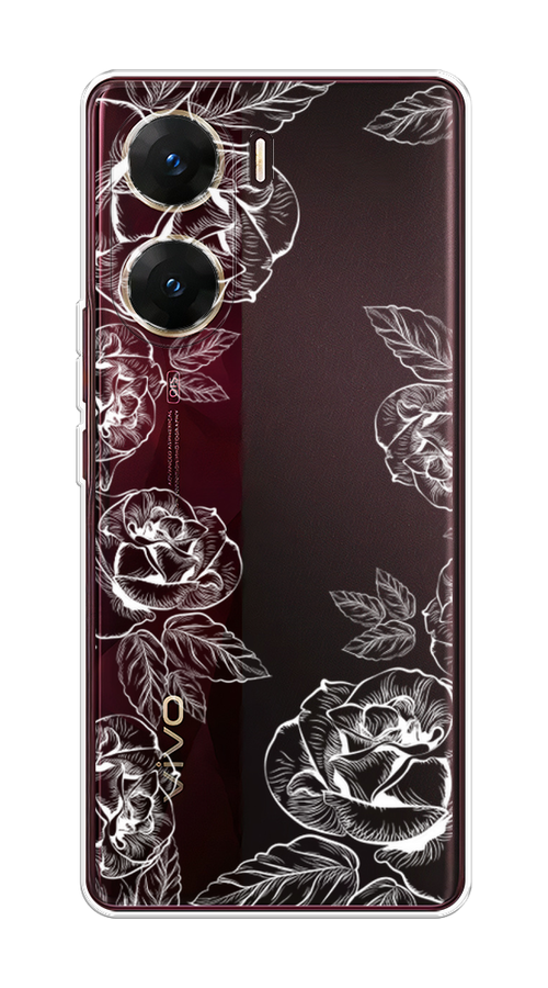 

Чехол на Vivo V29e "Розы графика", Черный;серый, 269450-1