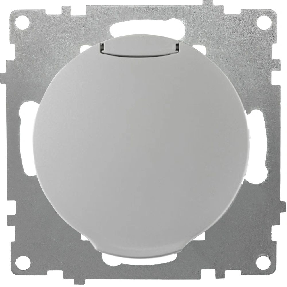 Розетка OneKeyElectro с крышкой, с заземлением, винтовые контакты, цвет серый контакты