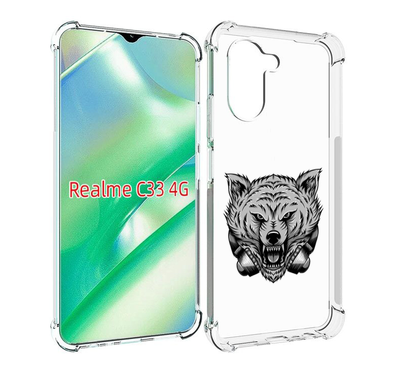 

Чехол MyPads Волк-в-наушниках мужской для Realme C33 4G, Прозрачный, Tocco