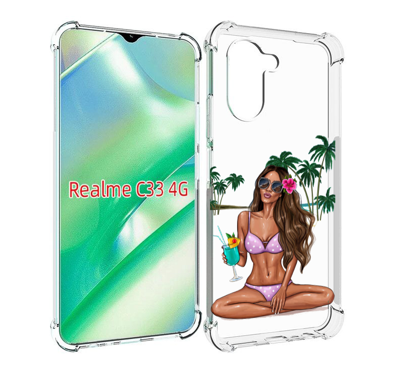 

Чехол MyPads Гавайская-девушка женский для Realme C33 4G, Прозрачный, Tocco