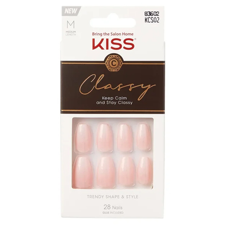 Набор накладных ногтей Kiss Изысканная классика с клеем набор для бани в коробке классика шапка серая масло апельсина и пихты