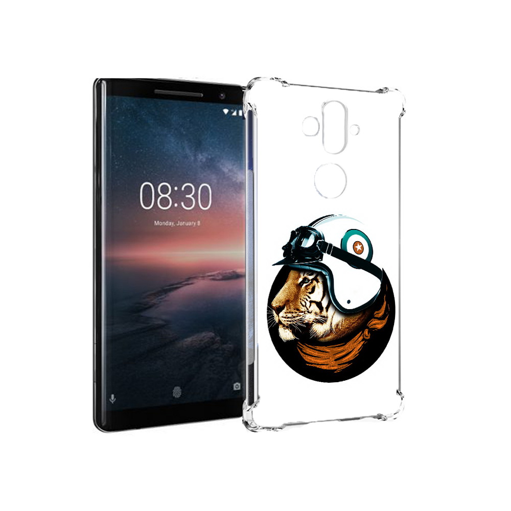 

Чехол MyPads Tocco для Nokia 8 Sirocco Тигр в шлеме (PT101581.91.171), Прозрачный, Tocco