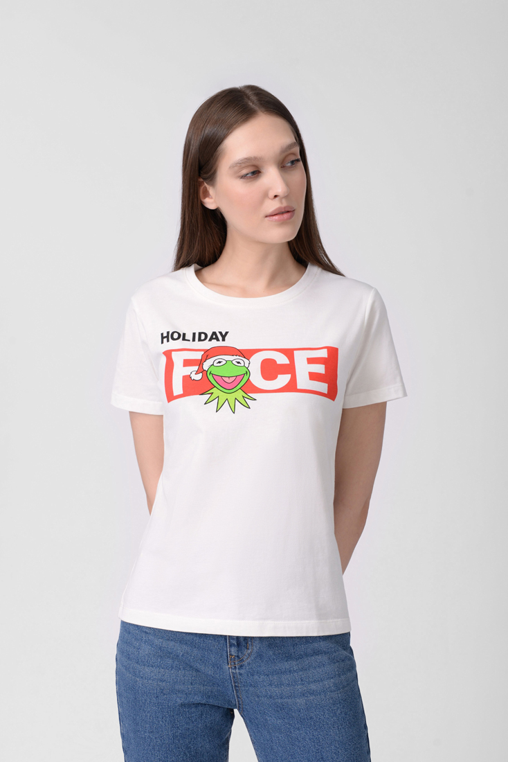 

Футболка женская Modis M202W01002O070F68 белая 46-48 RU, M202W01002