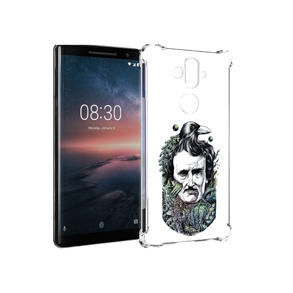 

Чехол MyPads Tocco для Nokia 8 Sirocco Эдгар Аллан с вороном (PT101581.91.203), Прозрачный, Tocco