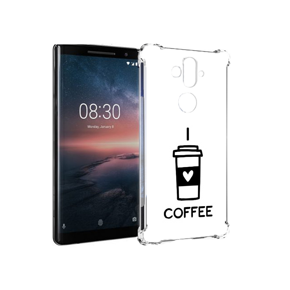 

Чехол MyPads Tocco для Nokia 8 Sirocco Я люблю кофе (PT101581.91.206), Прозрачный, Tocco