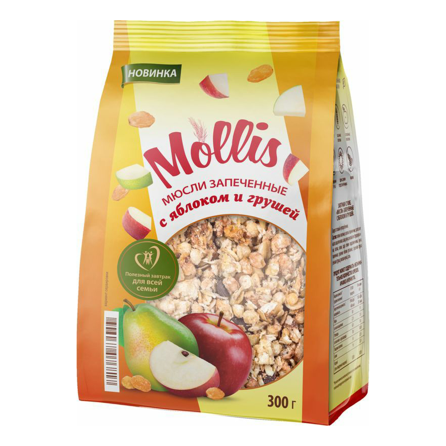 

Мюсли Mollis запеченные с яблоком и грушей 300 г