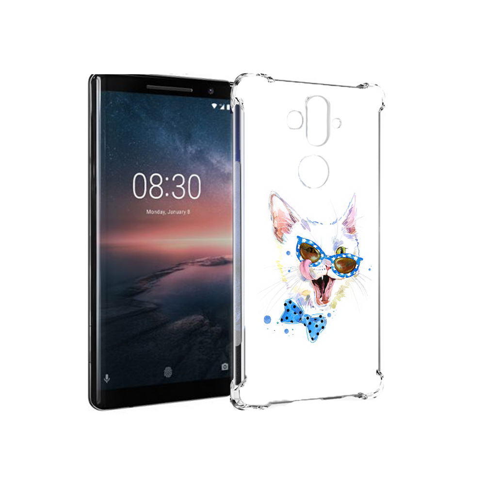 

Чехол MyPads Tocco для Nokia 8 Sirocco белый кот (PT101581.91.229), Прозрачный, Tocco