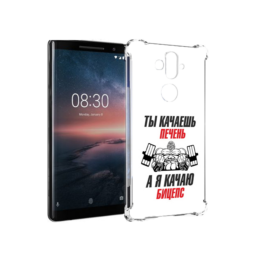 

Чехол MyPads Tocco для Nokia 8 Sirocco бодибилдинг качаю бицепс (PT101581.91.235), Прозрачный, Tocco