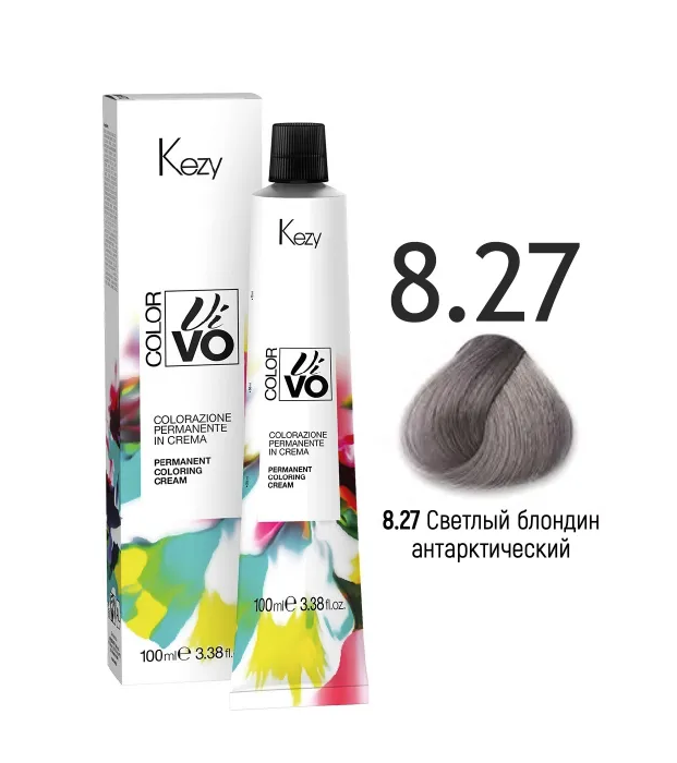 Краска для волос KEZY Color Vivo перманентная 8-27 Светлый блондин антарктический 100 мл