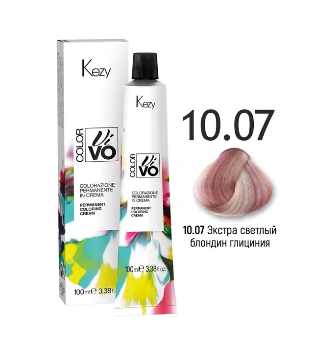 Краска для волос KEZY Color Vivo перманентная 10-07 Экстра светлый блондин глициния 100 мл