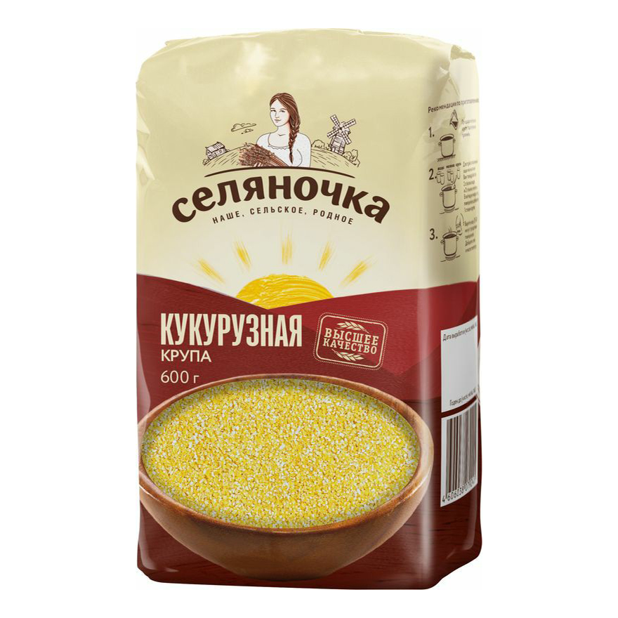 

Крупа Селяночка кукурузная шлифованная 600 г, 8079191