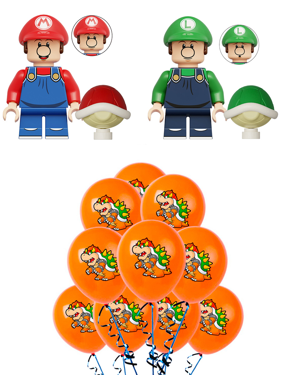 Мини фигурки StarFriend Марио Mario 2 в 1, 10 воздушных шаров Боузер Луиджи