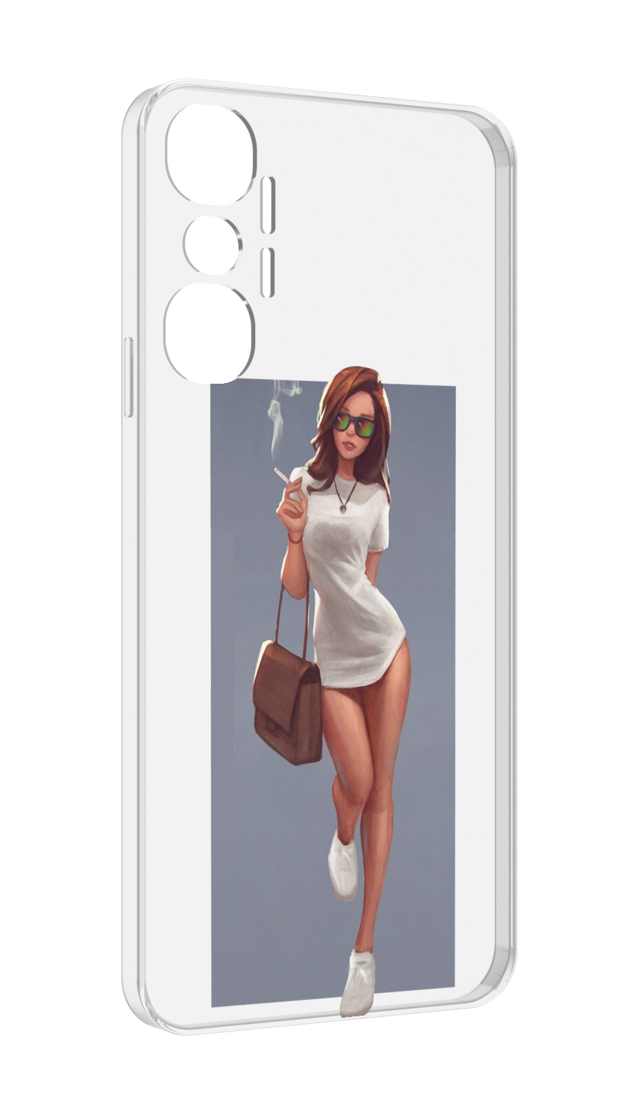 Чехол MyPads девушка-в-белой-футболке женский для Infinix Hot 20 4G