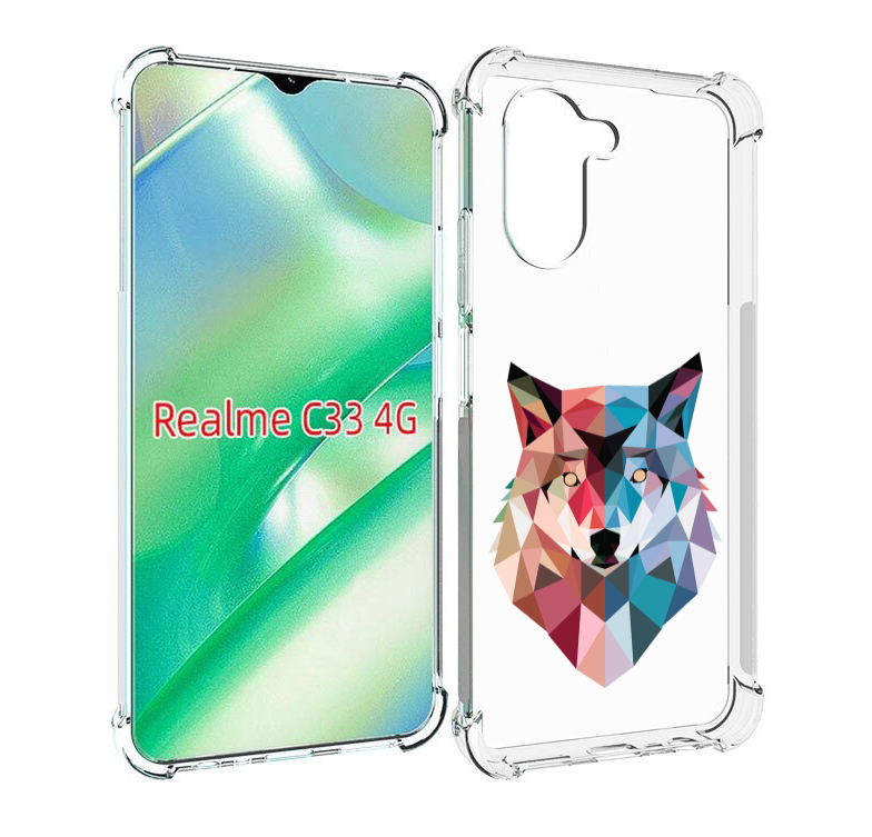 Чехол MyPads Геометрический-волк для Realme C33 4G