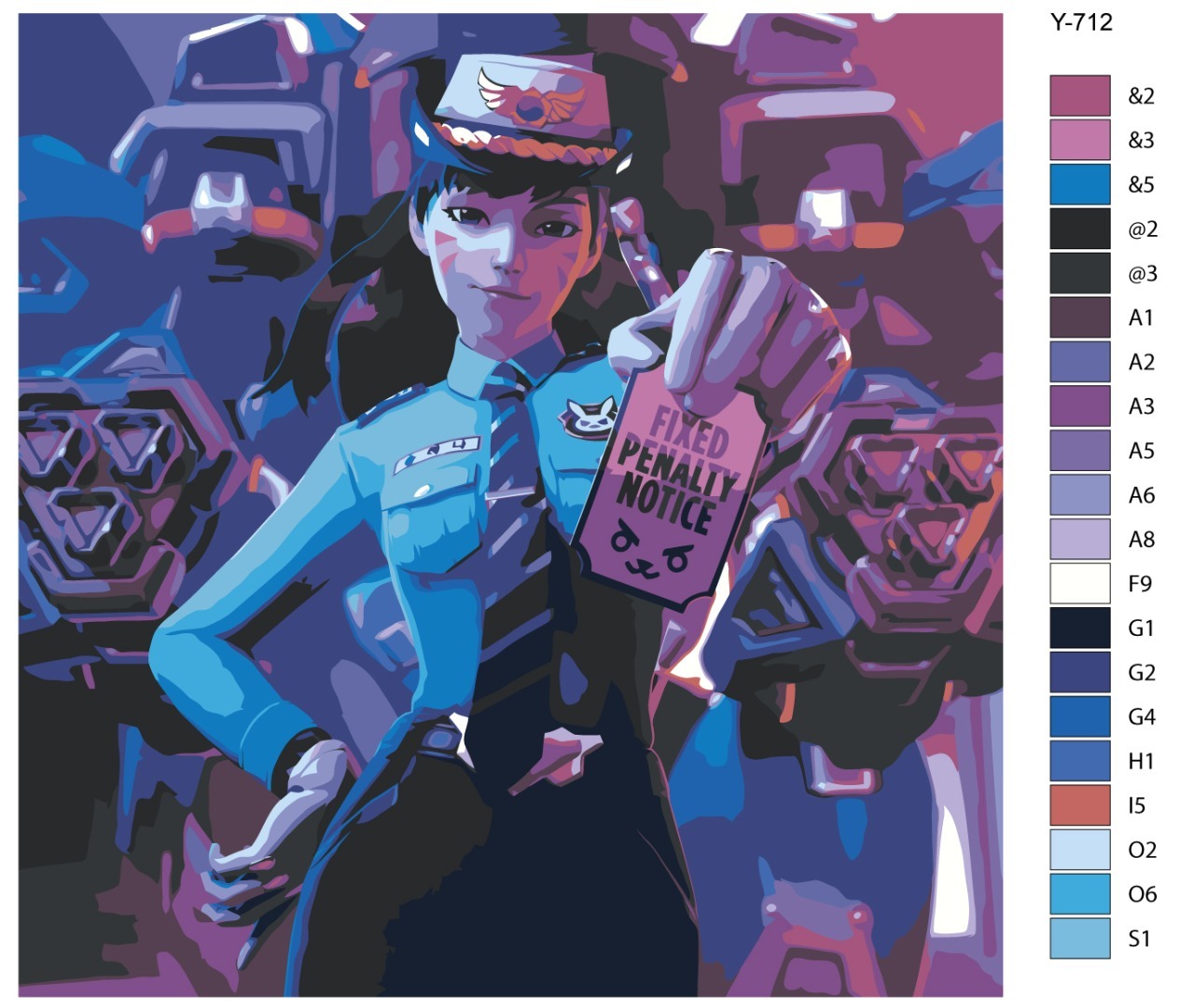 

Картина по номерам BRUSHES-PAINTS Y-712, Компьютерная игра Overwatch (овервотч). D.Va