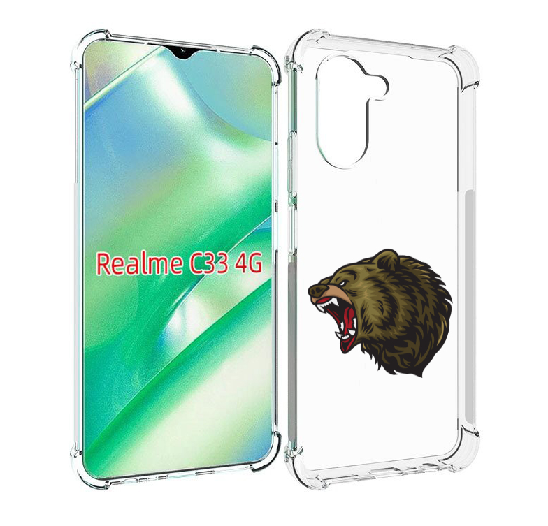 

Чехол MyPads Голова-медведь для Realme C33 4G, Прозрачный, Tocco