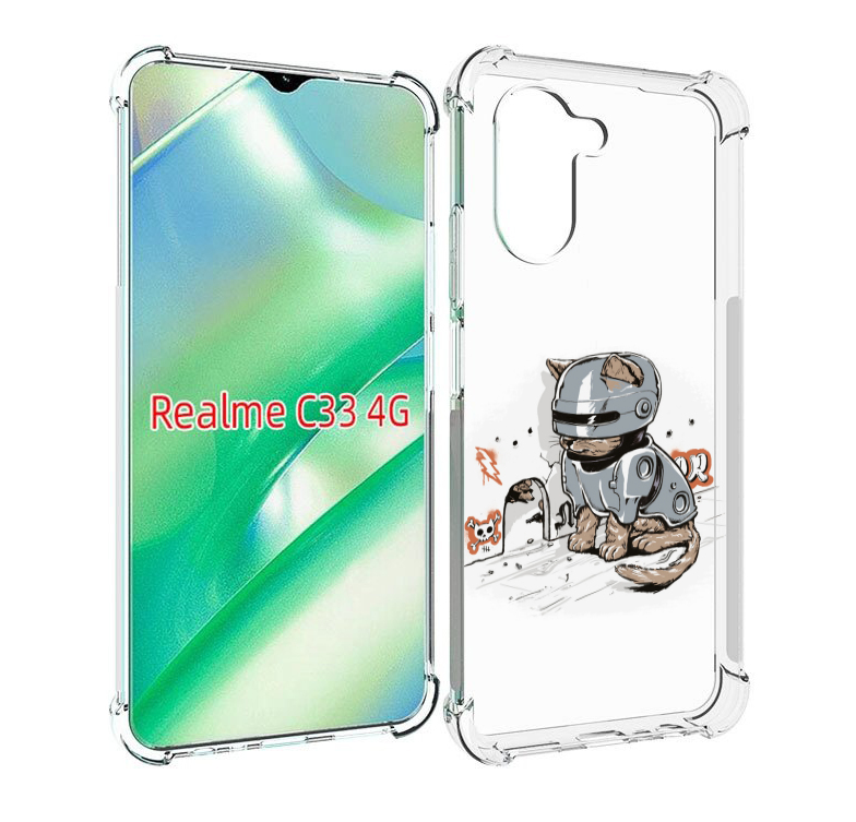 

Чехол MyPads Грозный кот для Realme C33 4G, Прозрачный, Tocco