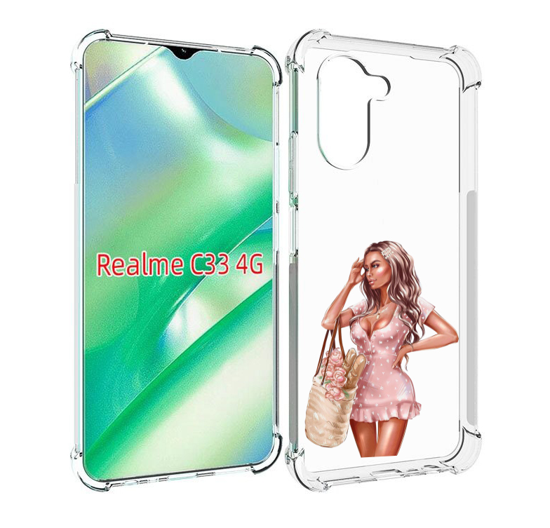 

Чехол MyPads Девушка-в-мини-платье женский для Realme C33 4G, Прозрачный, Tocco