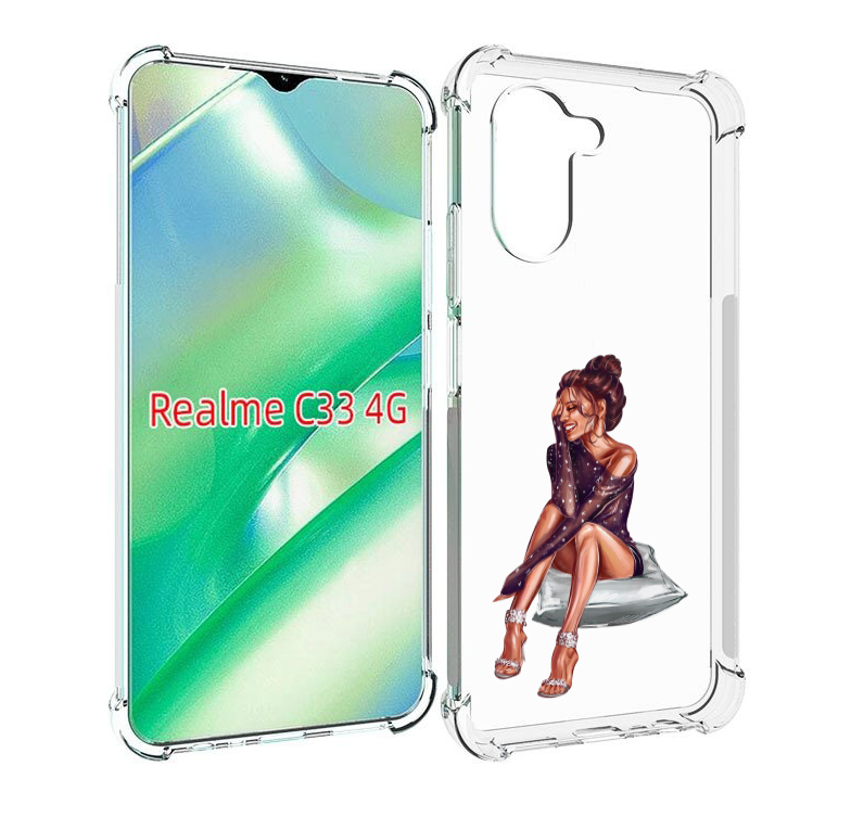 

Чехол MyPads Девушка-на-подушке женский для Realme C33 4G, Прозрачный, Tocco