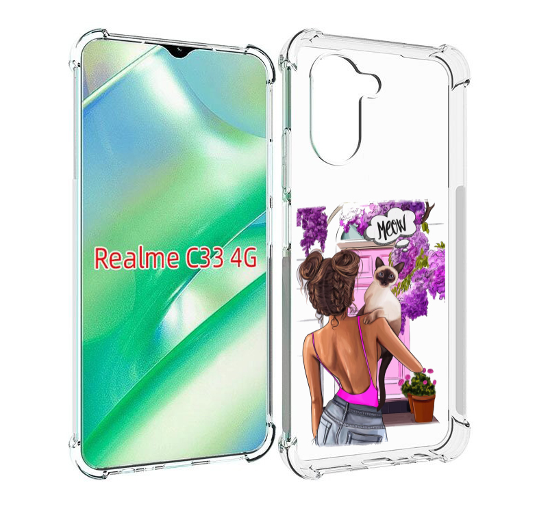 

Чехол MyPads Девушка-с-котиком женский для Realme C33 4G, Прозрачный, Tocco