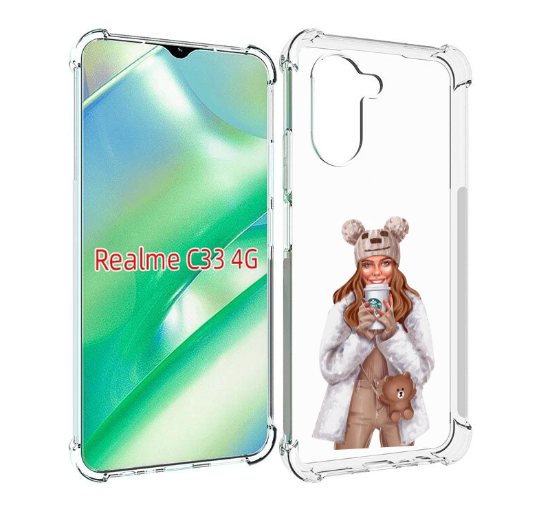 

Чехол MyPads Девушка-с-кофе-старбакс женский для Realme C33 4G, Прозрачный, Tocco