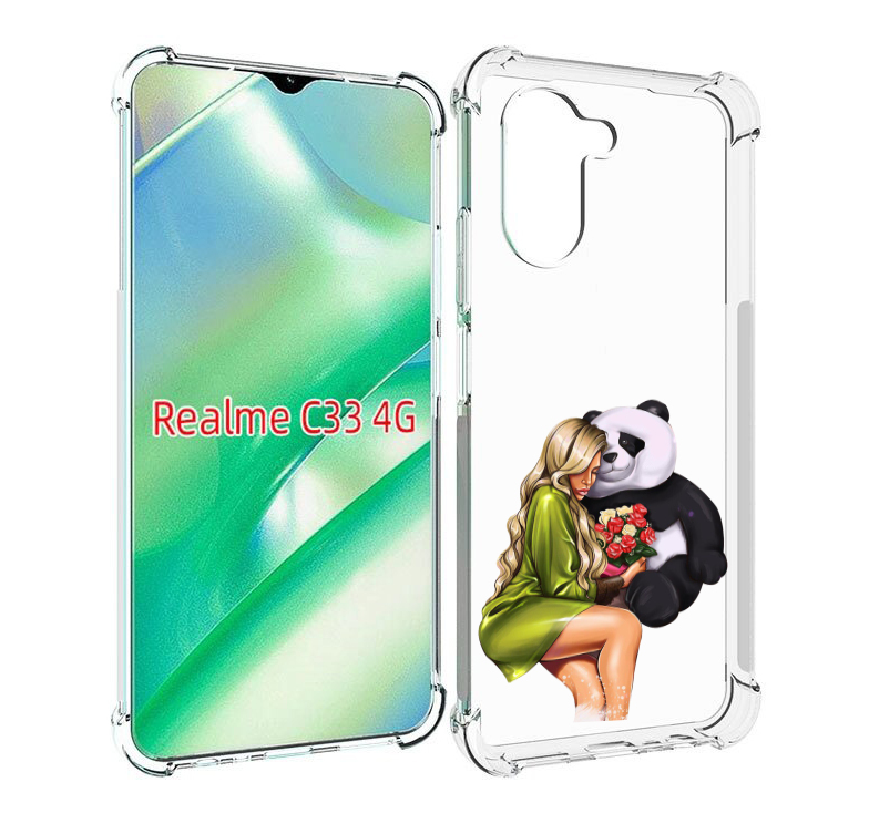 

Чехол MyPads Девушка-с-пандой-с-букетом женский для Realme C33 4G, Прозрачный, Tocco