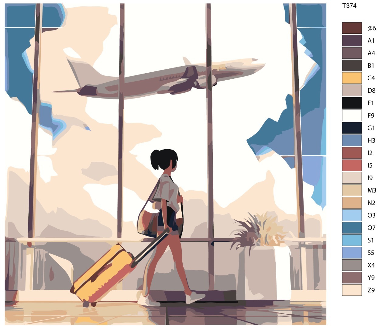 

Картина по номерам BRUSHES-PAINTS Т374, Девушка в аэропорту