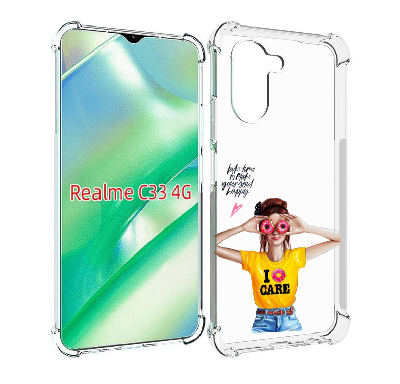 

Чехол MyPads Девушка-с-пончиками женский для Realme C33 4G, Прозрачный, Tocco