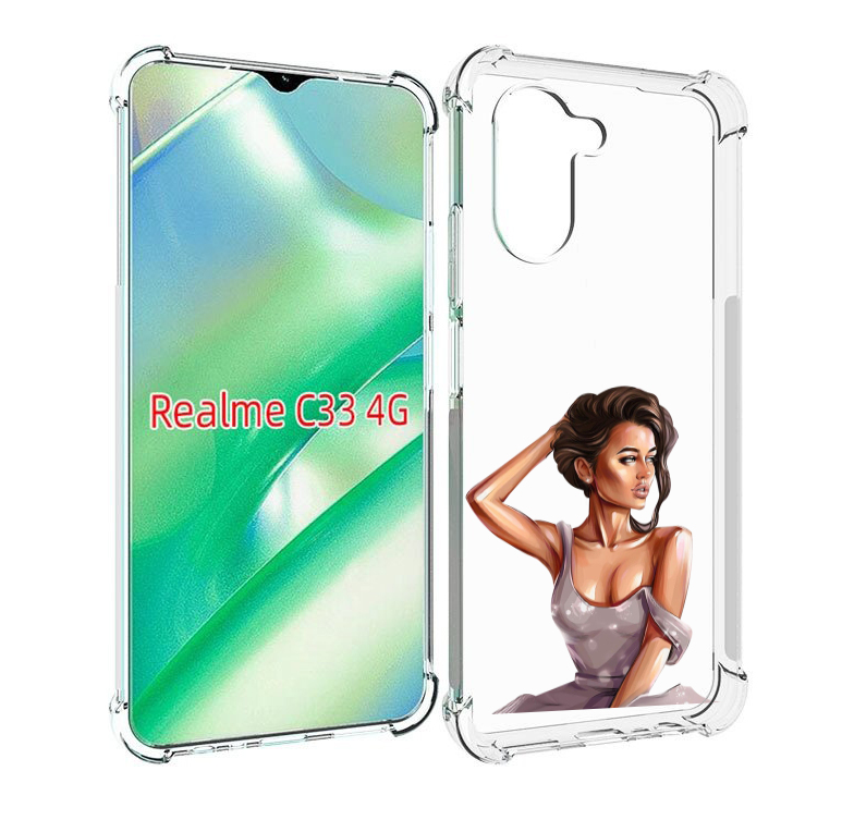 

Чехол MyPads Девушка-с-прической женский для Realme C33 4G, Прозрачный, Tocco