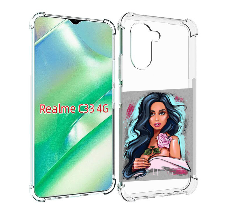 

Чехол MyPads Девушка-с-розовой-розочкой женский для Realme C33 4G, Прозрачный, Tocco